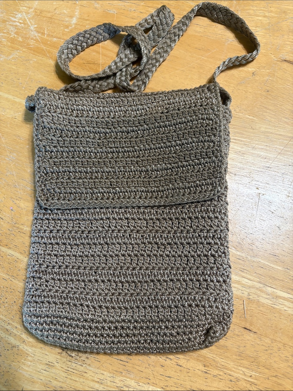 Morgan Taylor Brown Crochet Crossbody Bag - Casual Everyday Shoulder Bag